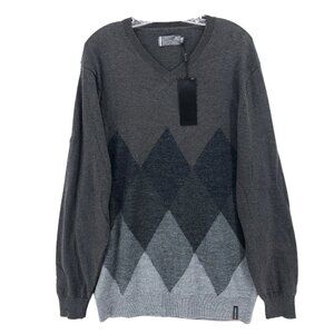 NWT Mizuno Pro Collection Golf Sweater Heat Generating Wool Blend Gray Argyle L